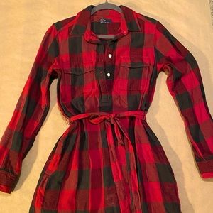 GAP Buffalo plaid flannel shirt dress